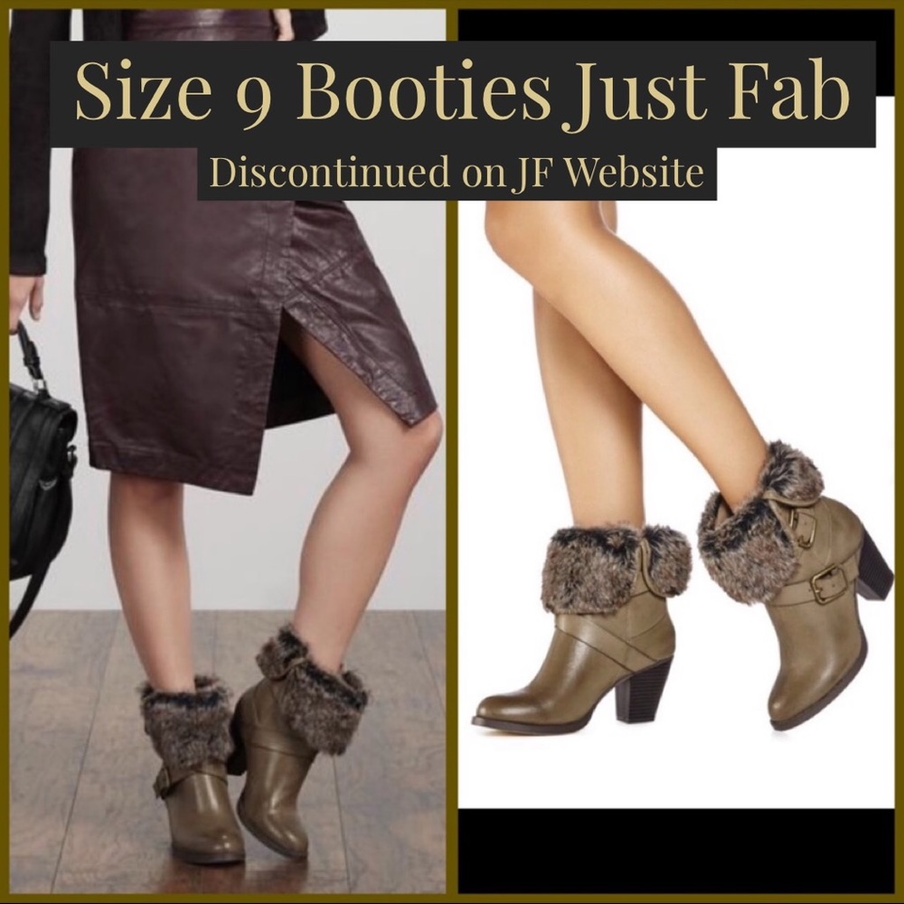 NEW Justfab Ankle Boots Size 9 faux fur & leather block heel sexy winter NWT $59